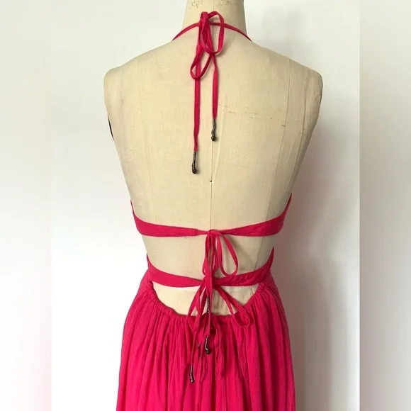 FREE PEOPLE LILLE MAXI DRESS IN HOT PINK. NWT Size S - Picture 4 of 9